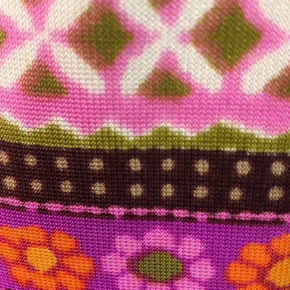 Vintage 1960s Dress Large XL excellent condition mod browns floral geometric - Picture 15 of 16